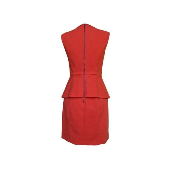 tibi Orange Reddish Peplum Mini Dress Two Zip Stretch Lined Size 4 City Cocktail - Picture 11 of 14